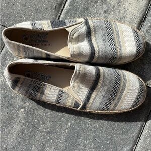 BOBS from Skechers Striped Flats in Gray and Cream